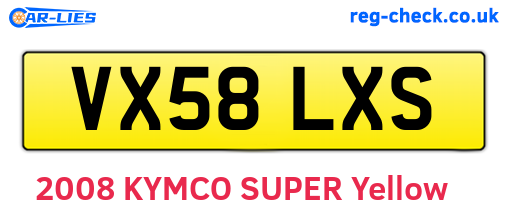 VX58LXS are the vehicle registration plates.