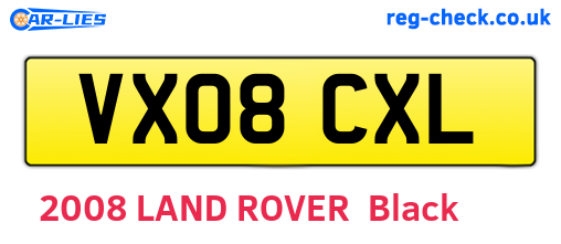 VX08CXL are the vehicle registration plates.