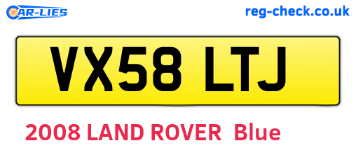 VX58LTJ are the vehicle registration plates.