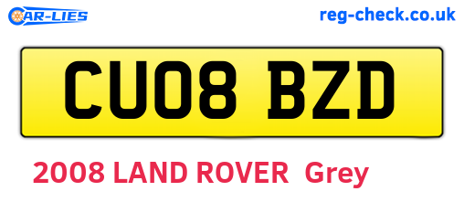 CU08BZD are the vehicle registration plates.