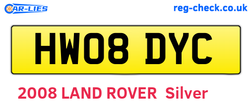 HW08DYC are the vehicle registration plates.