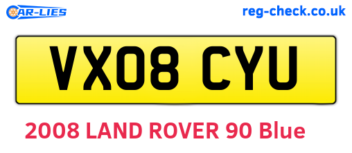 VX08CYU are the vehicle registration plates.