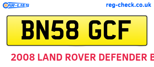 BN58GCF are the vehicle registration plates.