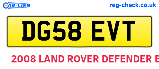 DG58EVT are the vehicle registration plates.