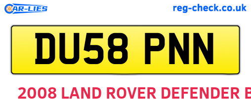 DU58PNN are the vehicle registration plates.