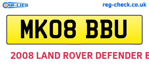 MK08BBU are the vehicle registration plates.