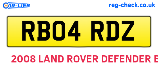 RB04RDZ are the vehicle registration plates.