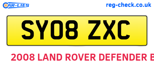 SY08ZXC are the vehicle registration plates.