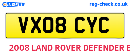 VX08CYC are the vehicle registration plates.