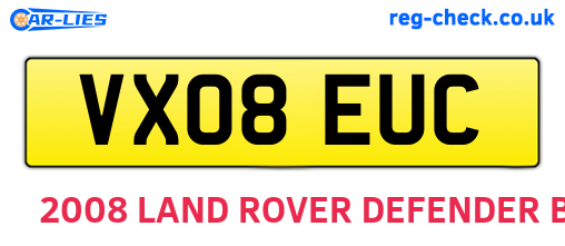 VX08EUC are the vehicle registration plates.