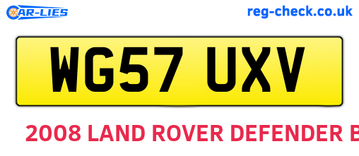 WG57UXV are the vehicle registration plates.