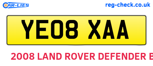 YE08XAA are the vehicle registration plates.