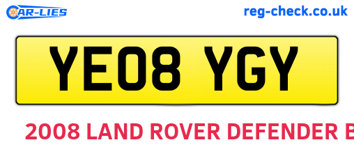 YE08YGY are the vehicle registration plates.