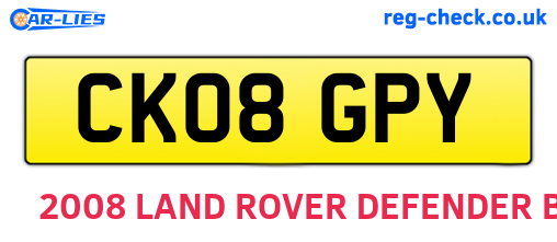 CK08GPY are the vehicle registration plates.