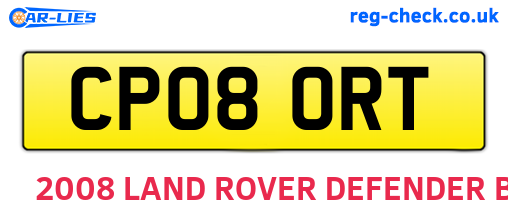 CP08ORT are the vehicle registration plates.