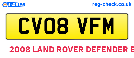 CV08VFM are the vehicle registration plates.