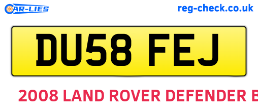 DU58FEJ are the vehicle registration plates.
