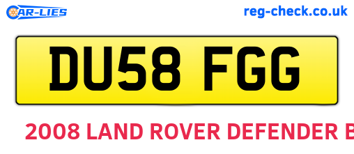 DU58FGG are the vehicle registration plates.