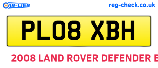 PL08XBH are the vehicle registration plates.