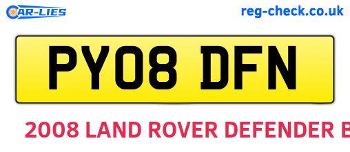 PY08DFN are the vehicle registration plates.