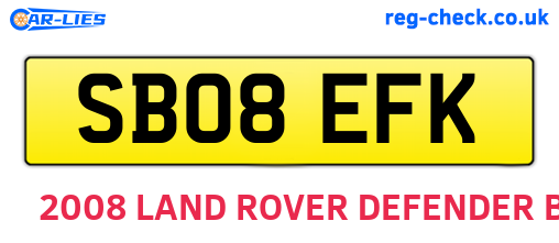 SB08EFK are the vehicle registration plates.