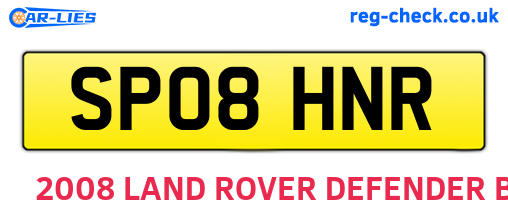 SP08HNR are the vehicle registration plates.