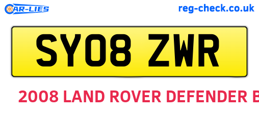 SY08ZWR are the vehicle registration plates.