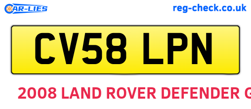 CV58LPN are the vehicle registration plates.