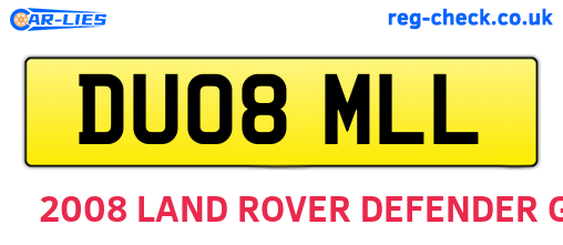 DU08MLL are the vehicle registration plates.