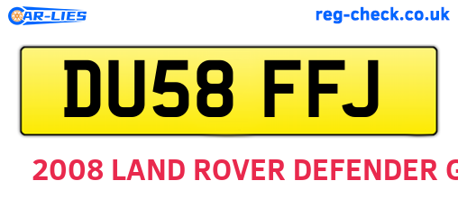 DU58FFJ are the vehicle registration plates.