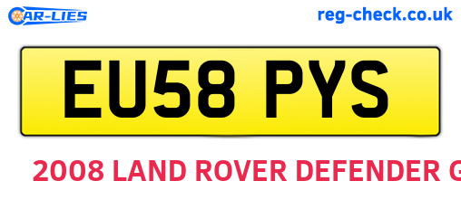 EU58PYS are the vehicle registration plates.
