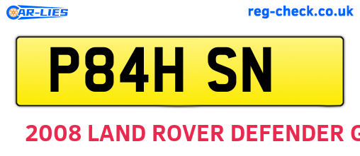 P84HSN are the vehicle registration plates.