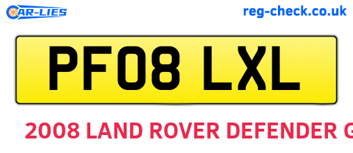 PF08LXL are the vehicle registration plates.