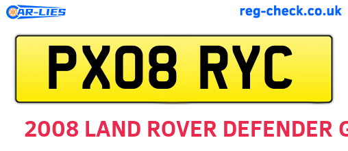 PX08RYC are the vehicle registration plates.