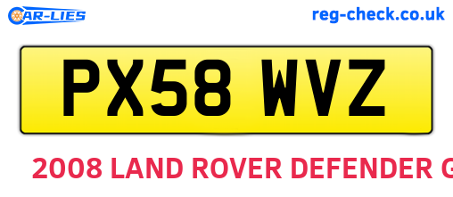 PX58WVZ are the vehicle registration plates.