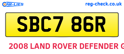 SBC786R are the vehicle registration plates.