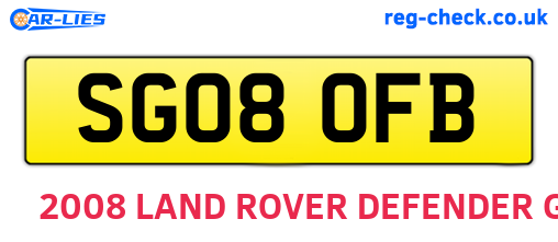 SG08OFB are the vehicle registration plates.