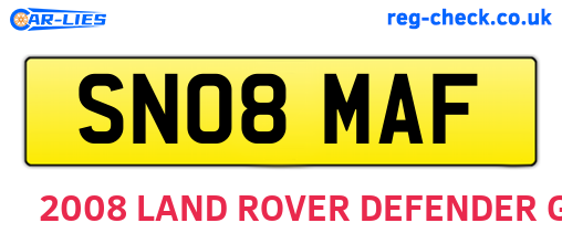 SN08MAF are the vehicle registration plates.