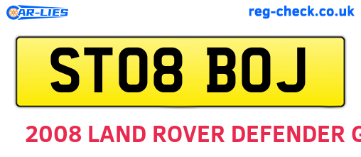 ST08BOJ are the vehicle registration plates.