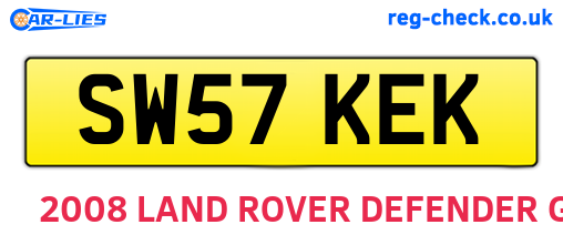SW57KEK are the vehicle registration plates.