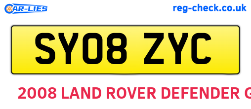 SY08ZYC are the vehicle registration plates.