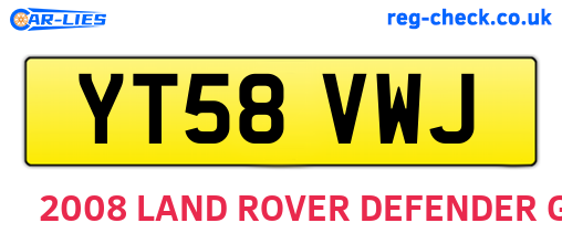 YT58VWJ are the vehicle registration plates.