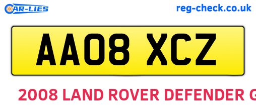 AA08XCZ are the vehicle registration plates.