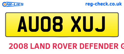 AU08XUJ are the vehicle registration plates.