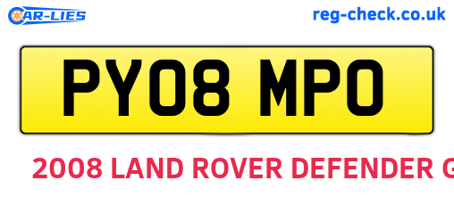 PY08MPO are the vehicle registration plates.