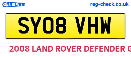SY08VHW are the vehicle registration plates.