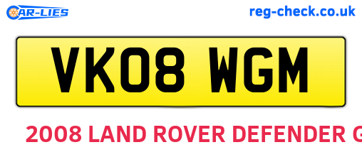 VK08WGM are the vehicle registration plates.