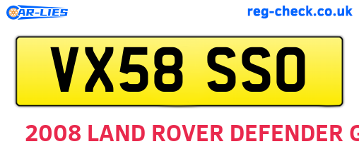VX58SSO are the vehicle registration plates.