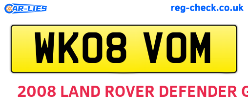 WK08VOM are the vehicle registration plates.
