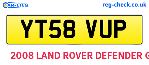 YT58VUP are the vehicle registration plates.